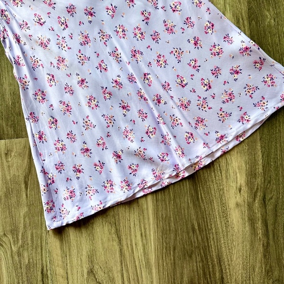 Zara Floral Print Satin Effect Slip Light Mauve Dress Backless Crisscross Size M - Picture 7 of 11